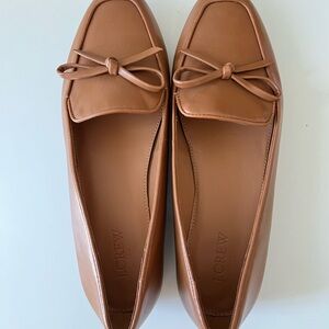 J. Crew Women's Soft 100% Leather Brown Bow Loafers